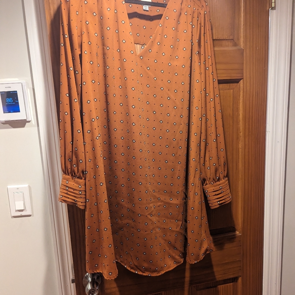 Cute orange fall dress with button detail